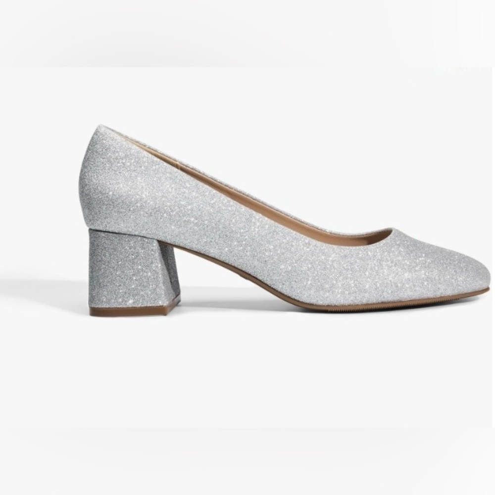 Dream Pairs Glittery Silver Block Heels Size 8 - Picture 6 of 16